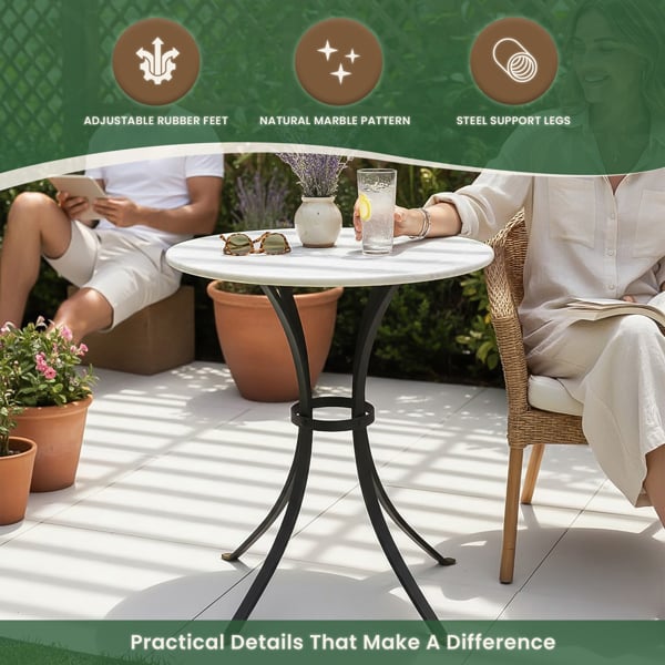 Marble Top Bistro Table, 60cm Round Top with 20mm Marble