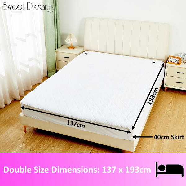 Sweet Dreams Electric Blanket Double Size - Plush Fleece Quilted - 10 Timer & 9 Heat Settings - Overheat Protection
