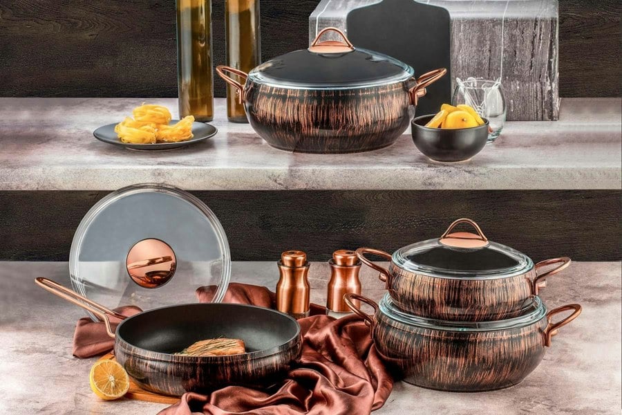 Rozi Alize Collection 7-Piece Non-Stick Granite Cookware Set (Copper)