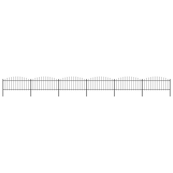 Berkfield Garden Fence with Spear Top Steel (0.5-0.75)x10.2 m Black