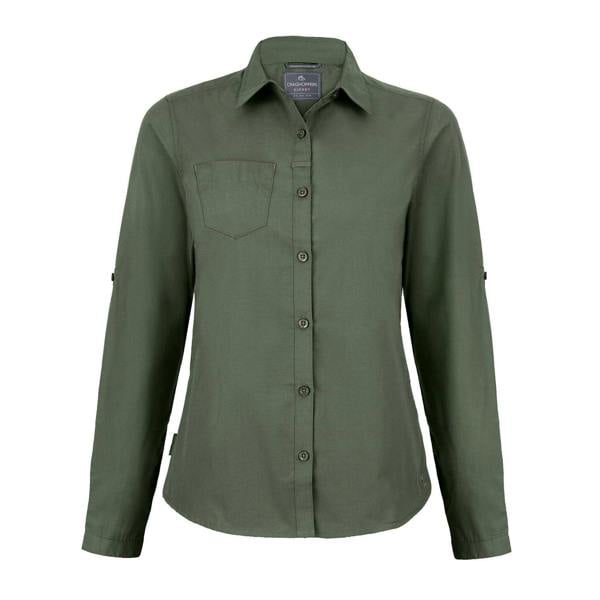 Craghoppers Womens/Ladies Kiwi Long-Sleeved Shirt - Dark Cedar Green - 