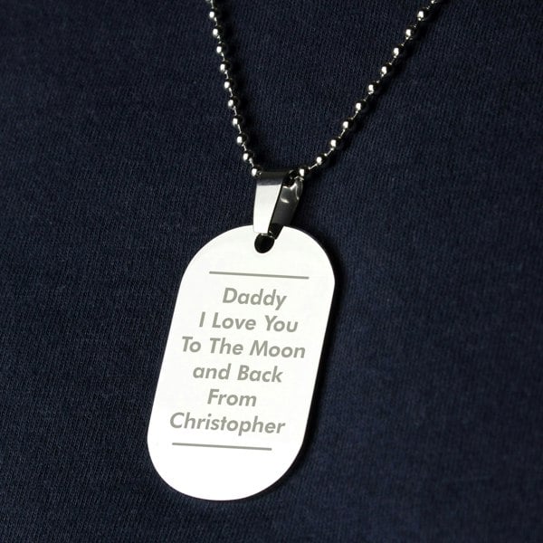 Personalised Memento Company Personalised Classic Stainless Steel Dog Tag Necklace