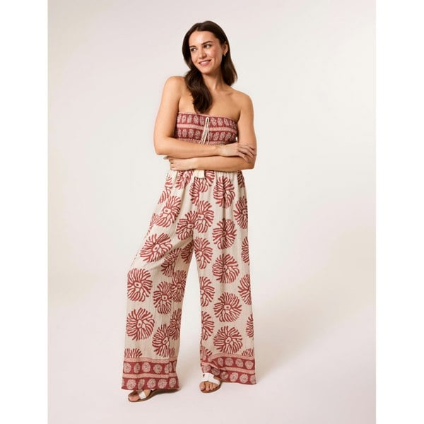 Blue Vanilla Strapless Elasticated Printed Jumpsuit