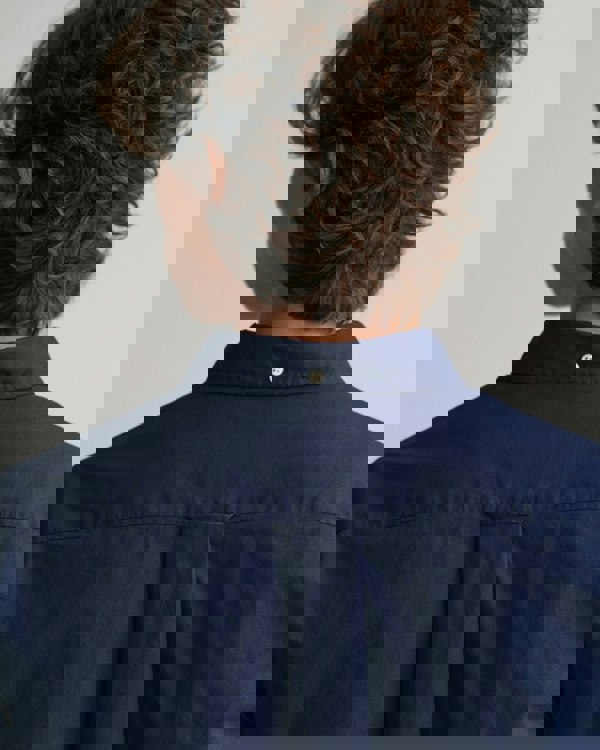 GANT Mens Regular Fit Long Sleeve Poplin Shirt - 410 Marine