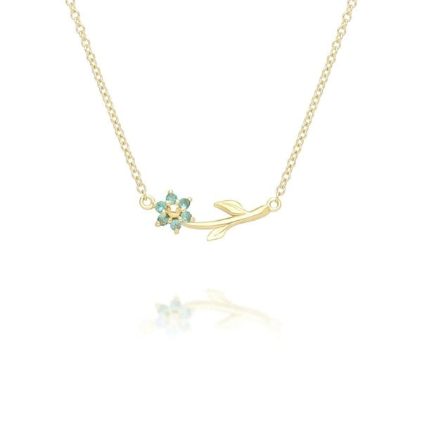 Gemondo Floral Vine Emerald Necklace in 9ct Yellow Gold