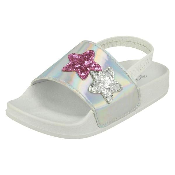 Spot On Girls Spot On Slingback Sliders With Glitter Star Design H0310