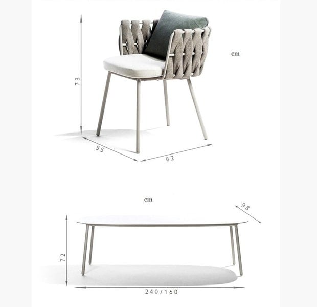 Vallee Rattan Outdoor Dining Table Set, Table With Six Dining Chairs-Weilai Concept-Weilai Concept