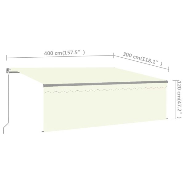 Berkfield Manual Retractable Awning with Blind&LED 4x3m Cream