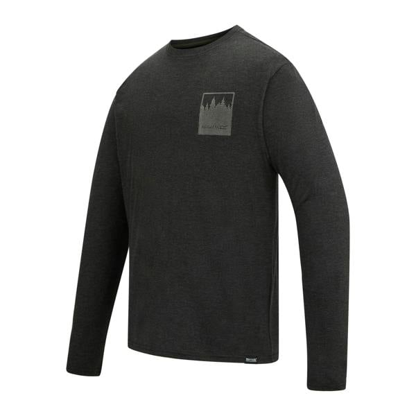 Regatta Mens Maylow Retro Poster Back Print Long-Sleeved T-Shirt - Black - 