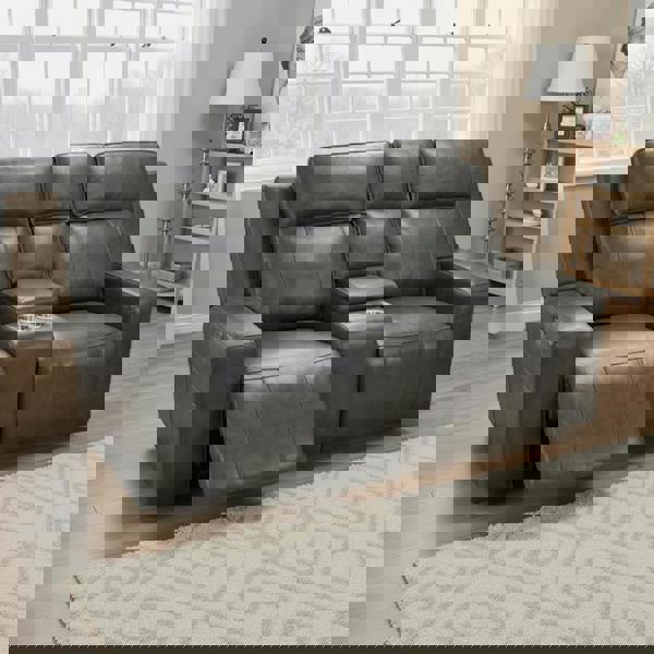 Furnishings For Less Barcino Leather Look Electric Reclining Sofa Suite 3 + 2 USB Charging