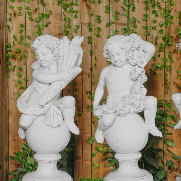 White Four Seasons Cherub Statues 