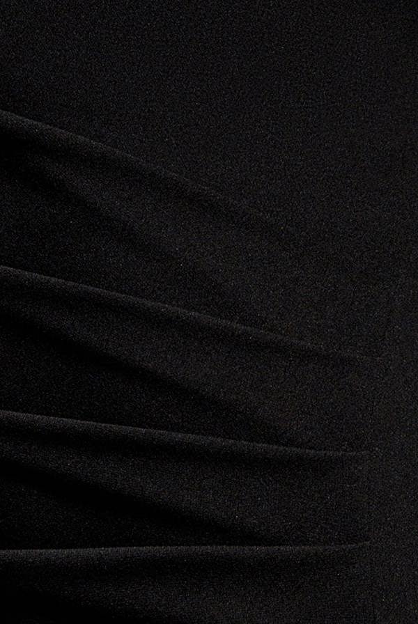 Cap Sleeve Pleated Asymmetric Maxi Dress - Black DR5115