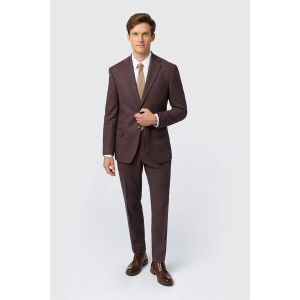 Antique Rogue Slim Fit Mulberry Herringbone Tweed Jacket