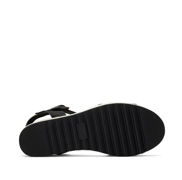 TOMS Diana Leather Women's Black Sandal Wedges