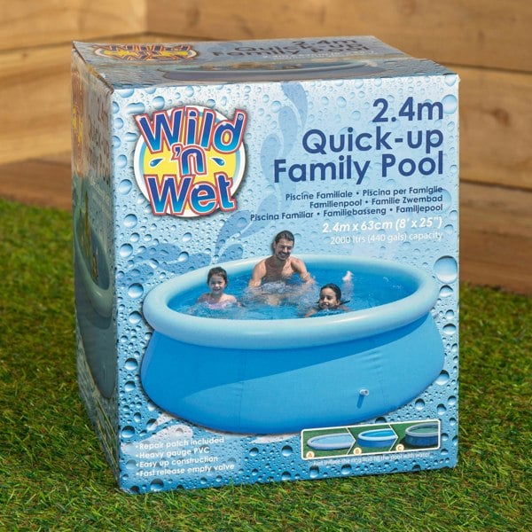 Samuel Alexander 8ft 2.4m Deep Quick Up Garden Family Paddling Pool
