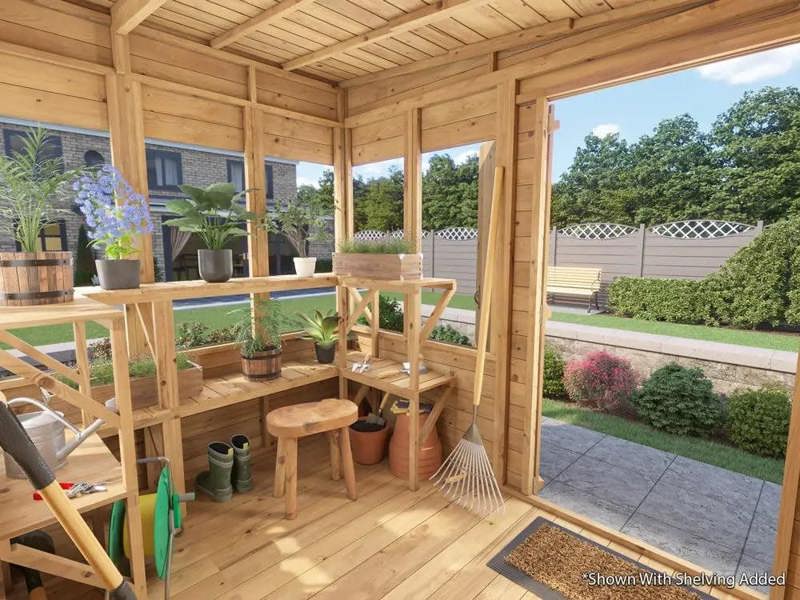 Dunster House Potting Shed Pent Roof W6' x D8' (W1.8m x D2.4m) Superfelt, Overlord Modular