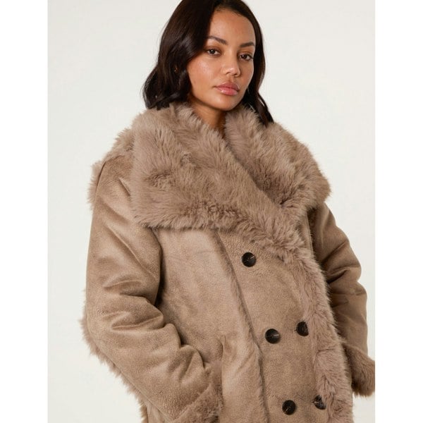 Blue Vanilla Reversible Midi Faux Fur Coat