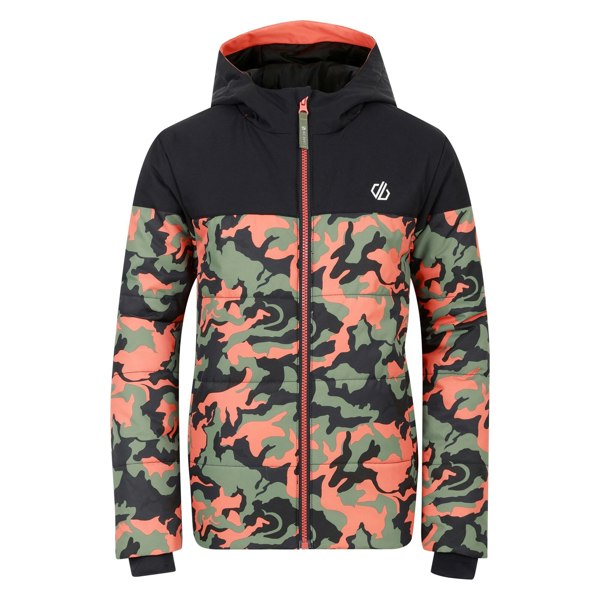 Regatta Childrens/Kids Liftie Camo Ski Jacket - Black/Orange Rust