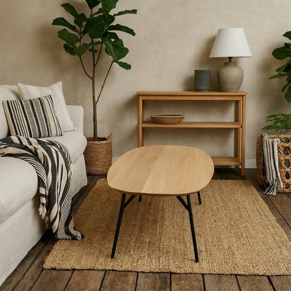 Wyld Haus Johannesburg Rectangular Natural Oak Coffee Table Round Edges