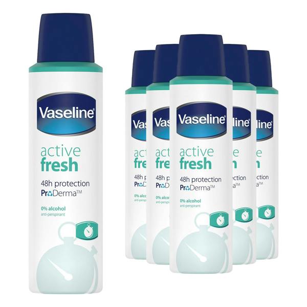 Vaseline 24H Protection  ProDerma Anti-Perspirant, Active Fresh, 6 Pack, 150ml
