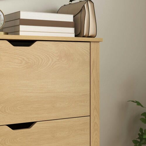 Wyld Haus Nesela Wooden Natural Wood Finish Slim Shoe Cabinet With 3 Flip Drawers For 18 Pairs