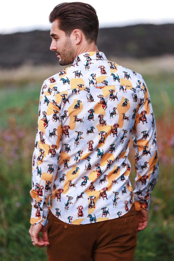 Claudio Lugli Dachshund Print Sausage Dog Tencel Shirt