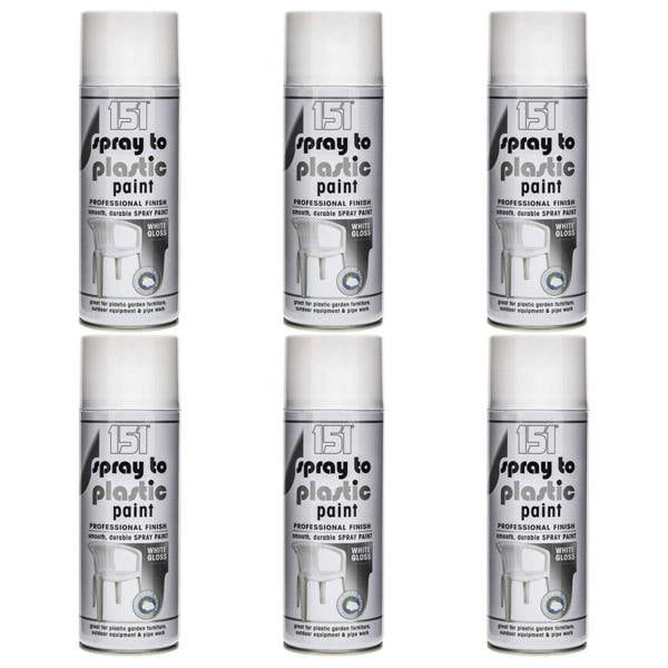 151 6X 151 White Gloss Plastic Spray Paint 400ml