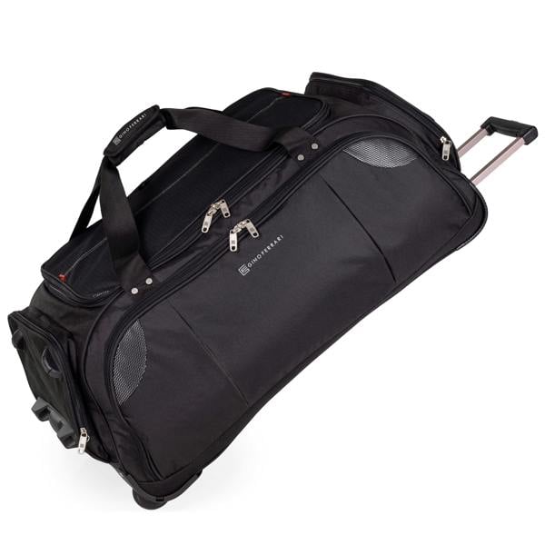 Gino Ferrari Wheeled Holdall Duffel Bag Skate Wheels Lightweight – Large – Black