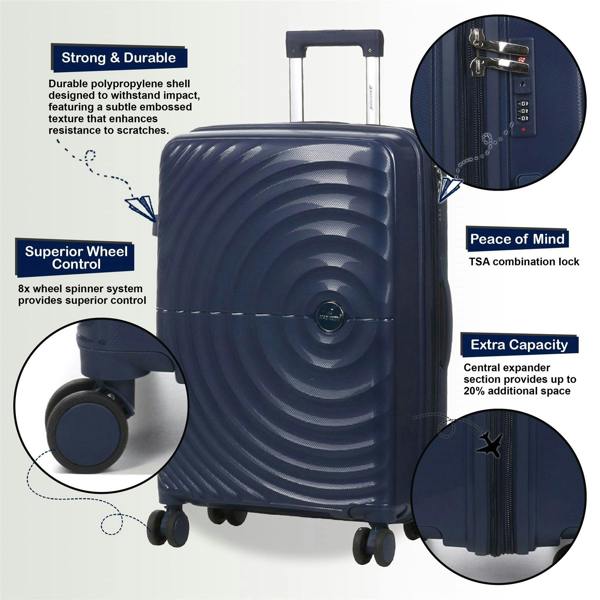 Snowball Hard Shell Cabin 55 x 37 x 22 cm PP Suitcase Luggage Suitable for Easyjet, Ryanair
