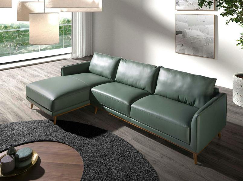 Angel Cerdá Corner sofa in green leather 6199/6200