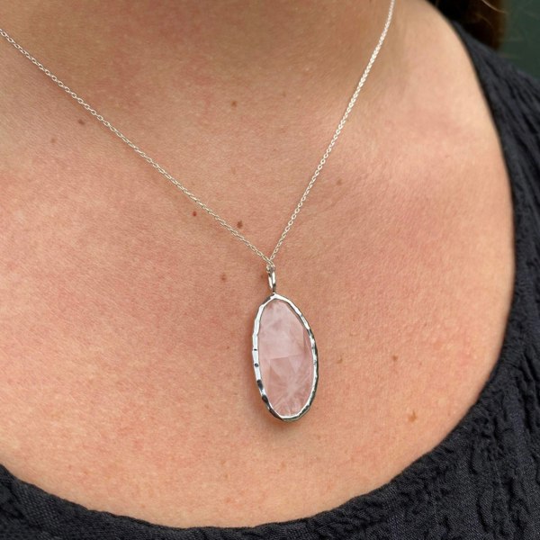 Sterling Silver Rose Quartz Gem Necklace - Reeves & Reeves