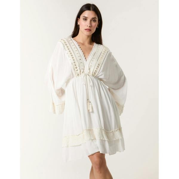 Blue Vanilla Embellished Kimono Sleeve Mini Dress