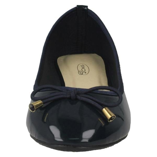 Spot On Ladies Spot On Patent Ballerina Shoes
