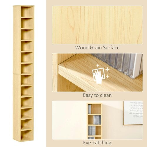 Wyld Haus Yoel Wood Oak Tone Tall Narrow CD Storage Tower