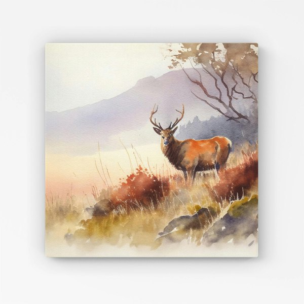 Warren Reed Stag Deer Water Colour Canvas