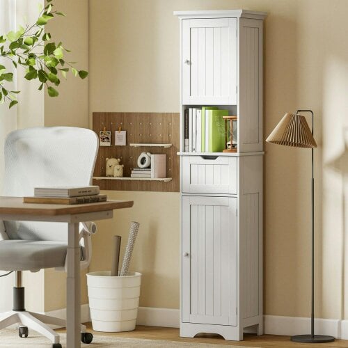 Wyld Haus Morale Slim Bathroom Storage Cabinet With Integrated Sensor Lighting White