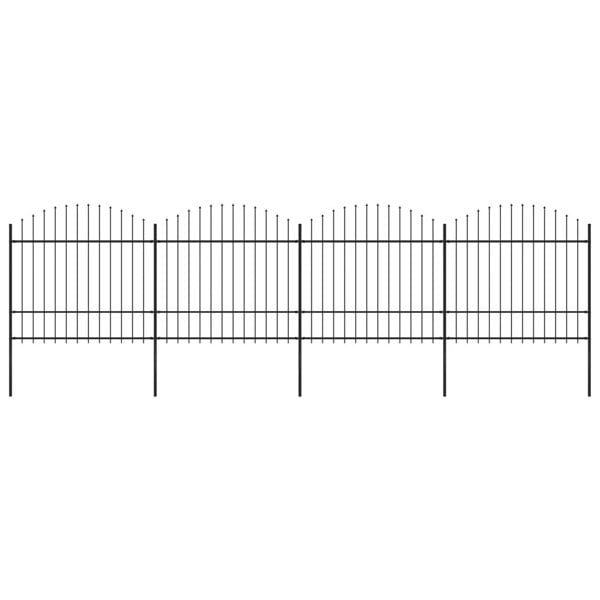 Berkfield Garden Fence with Spear Top Steel (1.5-1.75)x6.8 m Black