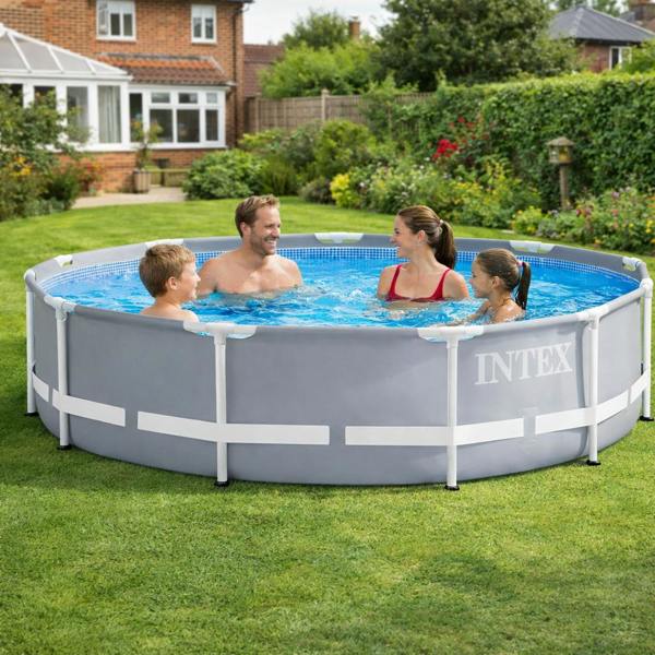 INTEX Prism Frame Pool Set with Filter Cartridge, Pump & Pool Cover 4-in-1  Pool Set 10 ft x 30in