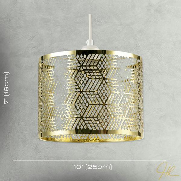Modern Zig Zag Gold Pendant Shade with Cut Diamonds and Rectangles Image 7