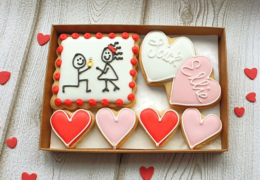 The Cookie Collaboration Hand-iced Personalised Engagement Cookie LETTERBOX/LGBTQ gift