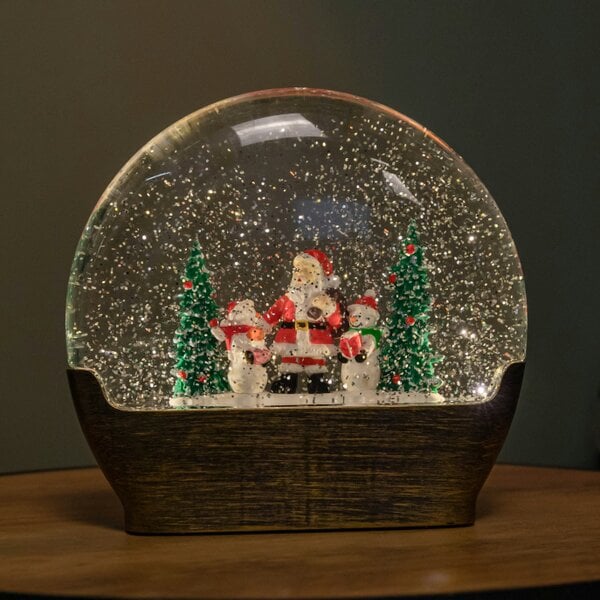 Samuel Alexander 19cm Battery Operated Light up Christmas Water Dome with Santa & Snowman Scene