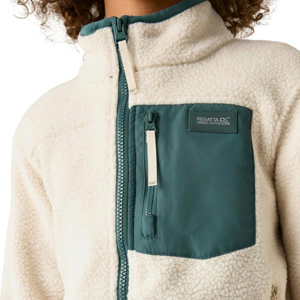 Regatta Childrens/Kids Frankie Colour Block Fleece Jacket - Light Vanilla/Mediterranea - 