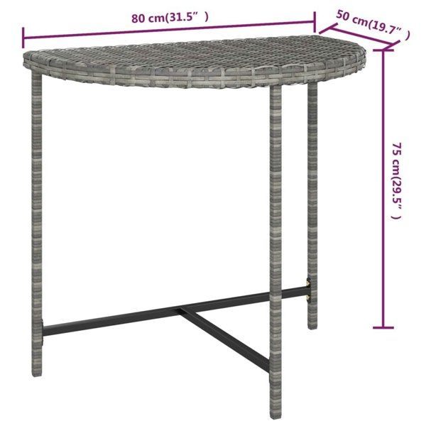 Berkfield Garden Table Grey 80x50x75 cm Poly Rattan