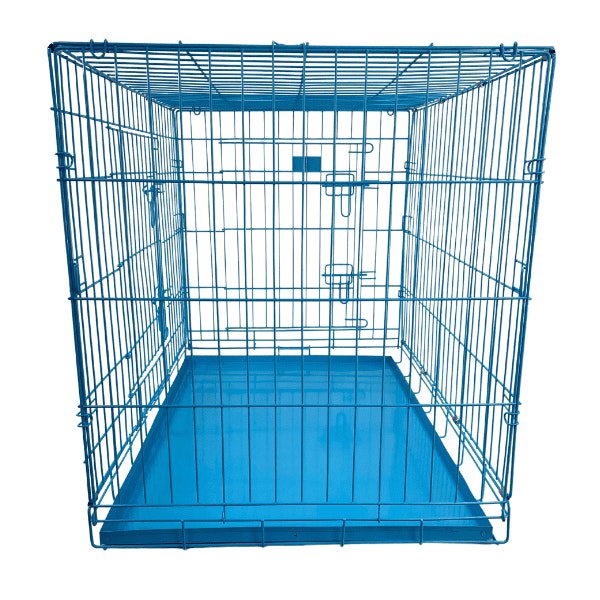 HugglePets Blue Dog Cage with Metal Tray