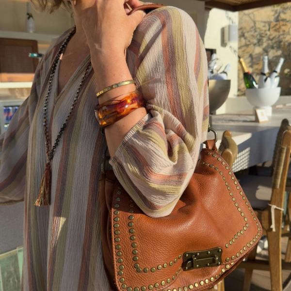 Studded Vintage Style Leather Bag