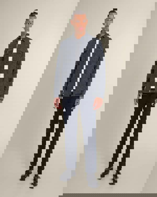 Larsson & Co Ommel - Houndstooth Jersey Casual Overshirt