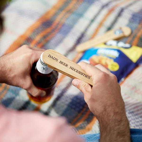 MijMoj Design Personalised Oak Bottle Opener & Snack Bag Clip