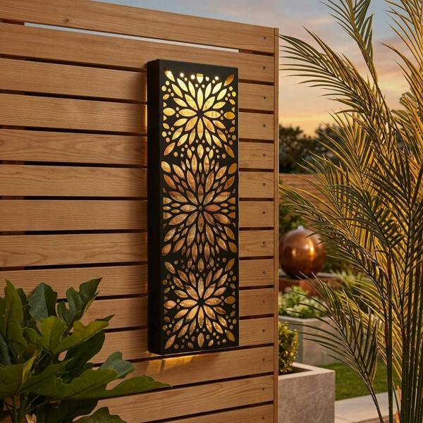Garden Greatness Lunaria Floral Solar Wall Art Panel