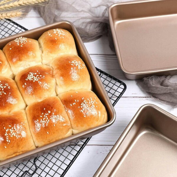 Dyzi 3 Piece Non-Stick Deep Baking Tray Set Carbon Steel Rose Gold