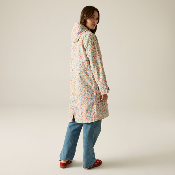 Regatta Womens/Ladies Cath Kidston Ditsy Floral Long Length Waterproof Jacket - Cream Harmony